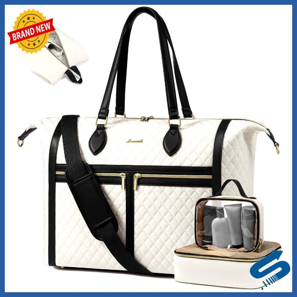Large Travel Duffle Bag with Shoe Compartment, Toiletry Pouch, Wet Pocket,